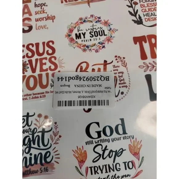 144 Pcs Christian Stickers Bible Verse Religious Faith Jesus God Waterproof Set - Picture 2 of 2